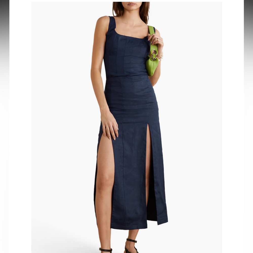 Staud Giana Linen Midi Skirt